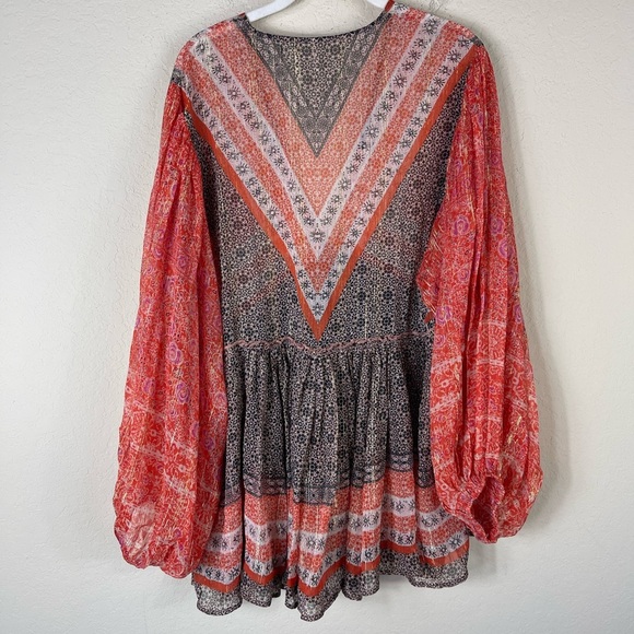 Free People Aliyah Printed Tunic Top Long Sleeve Size Large - Picture 6 of 9